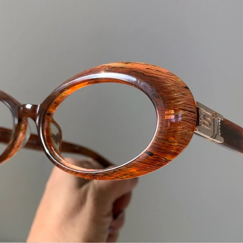 Vintage WIDE FIT Acetate EyeGlasses Amber Caramel Auburn NOS 1990’s Eyeglasses